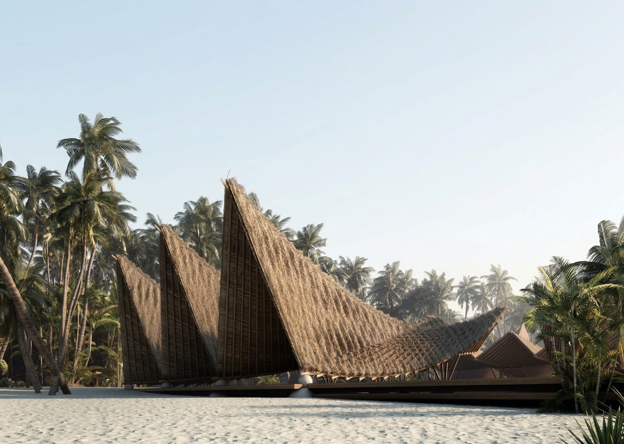 Kuredhivaru Resort — beachfront thatched pavilion cluster, Maldives