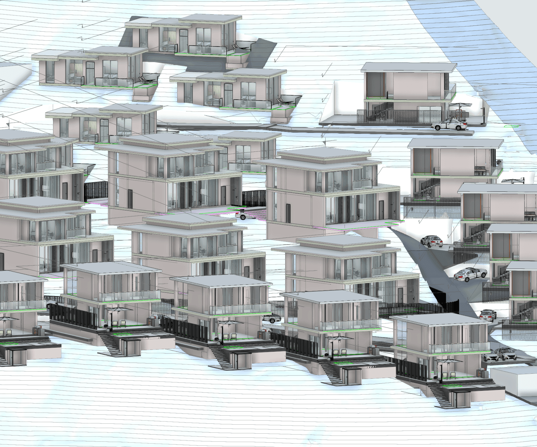 Massing study of a multi-residence Nirvana Islands development